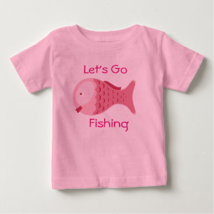 Laten we gaan vissen Roze Baby Eén-delig T-shirt