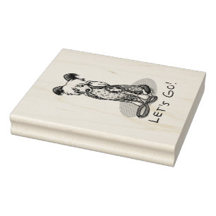 Laten we gaan! Wandel Chinese Crested hond (hl blk Rubberstempel
