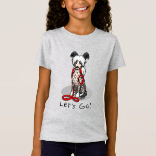 Laten we gaan! Wandel Chinese Crested hond (hl blk T-shirt