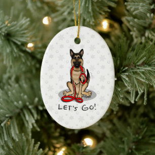 Laten we gaan! Wandelende Duitse Herdershond (zwar Keramisch Ornament