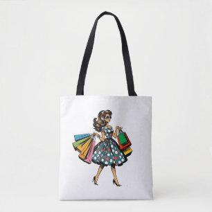 Laten we gaan winkelen! Gepersonaliseerde retro Draagtas