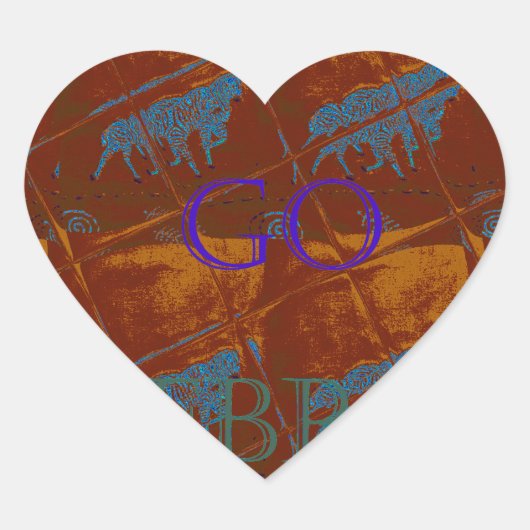 Laten we gaan Zebra Safari Art Print / Graphic Hart Sticker (Voorkant)