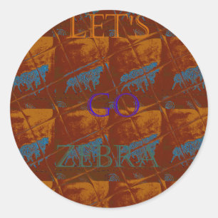 Laten we gaan Zebra Safari Art Print / Graphic Ronde Sticker