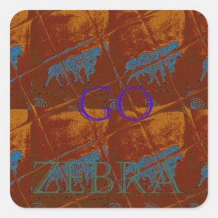 Laten we gaan Zebra Safari Art Print / Graphic Vierkante Sticker