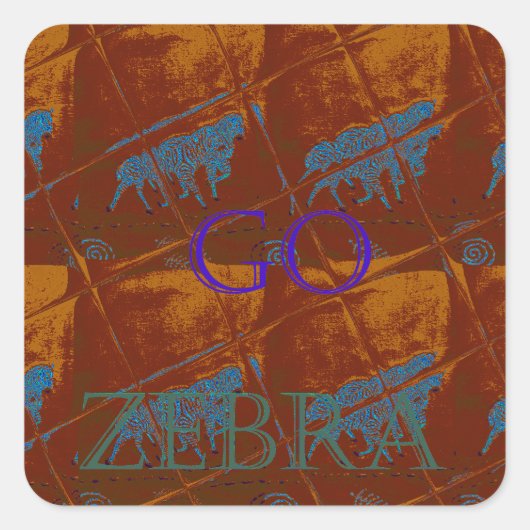 Laten we gaan Zebra Safari Art Print / Graphic Vierkante Sticker (Voorkant)