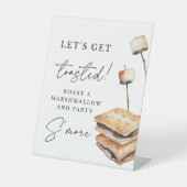 Laten we geroosterde bruiloft Smores Bar teken Reclamebord Met Voetstuk (Voorkant)