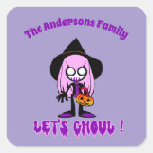 Laten we Ghoul Grappige Halloween Trick Treats Hek Vierkante Sticker (Voorkant)