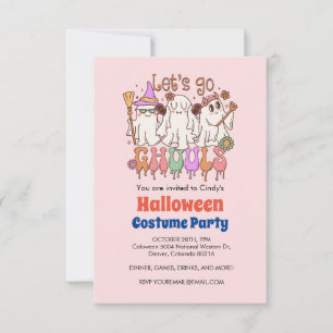 Laten we Ghouls gaan, Retro Pink Halloween Kaart