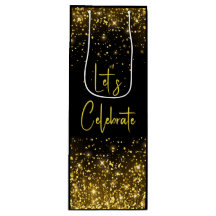 Laten we Glam Gold Glitter Wine Tote vieren