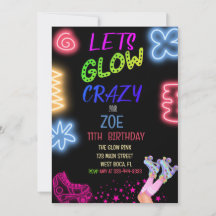 Laten we gloeien Crazy Neon Skating Verjaardag Uit