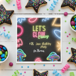 Laten we gloeien gek neon verjaardag laser party servet