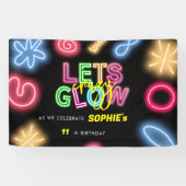 Laten we gloeien gek neon verjaardag laser party spandoek (Horizontaal)