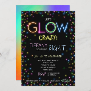 Laten we Glow Crazy Birthday Party Uitnodiging