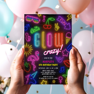 Laten we GLOW Crazy' Neon oplichtende verjaardag i Kaart