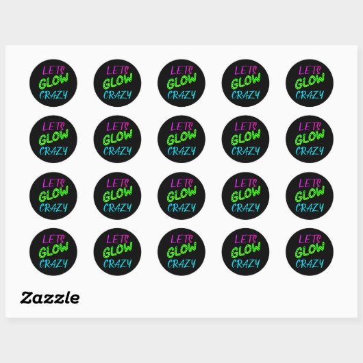 Laten we Glow Crazy Neon Skating Verjaardag Ronde Sticker (Vel)