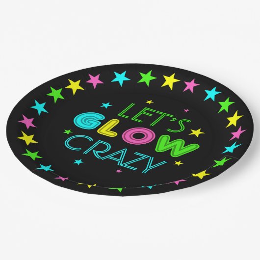 Laten we Glow Crazy Party Papieren Bordje (Gekanteld)