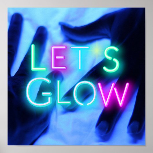 Laten we GLOW Neon Psychedelic Festival Feest Rav Poster (Voorkant)