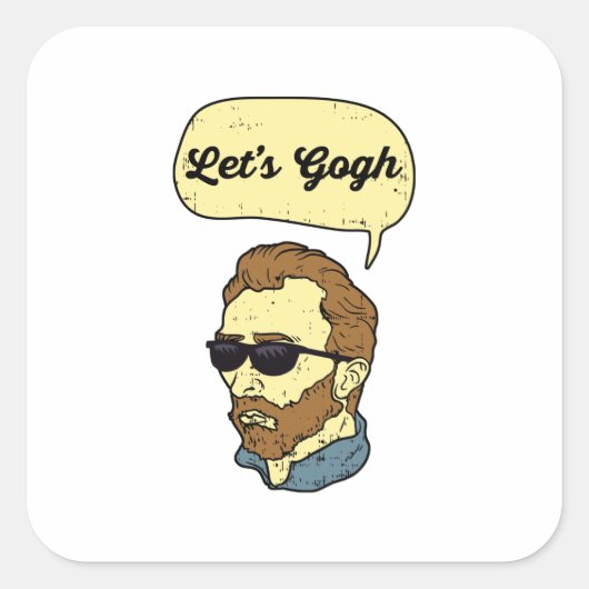 Laten we Gogh Van Gogh gaan. Vierkante Sticker (Voorkant)