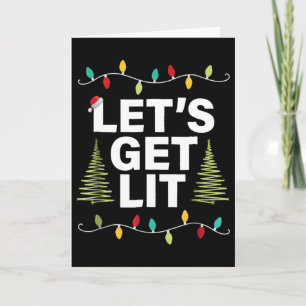 Laten we Grappige Kerst Drinken Xmas Lichten Aanst Kaart