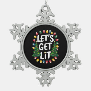 Laten we Grappige Kerst Drinkende Kerstmis Verlich Tin Sneeuwvlok Ornament