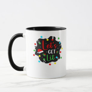 Laten we Grappige Kerst Drinkende Lichten Heilige Mok