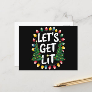 Laten we Grappige Kerstmis Drinken Kerst Lichtjes  Briefkaart