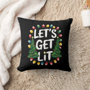 Laten we Grappige Kerstmis Drinken Kerst Lichtjes Kussen