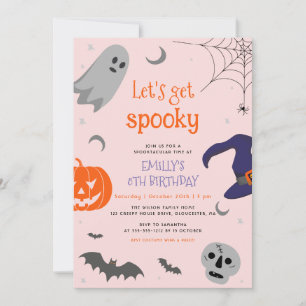 Laten we griezelig Halloween leuk verjaardagsfeest Kaart