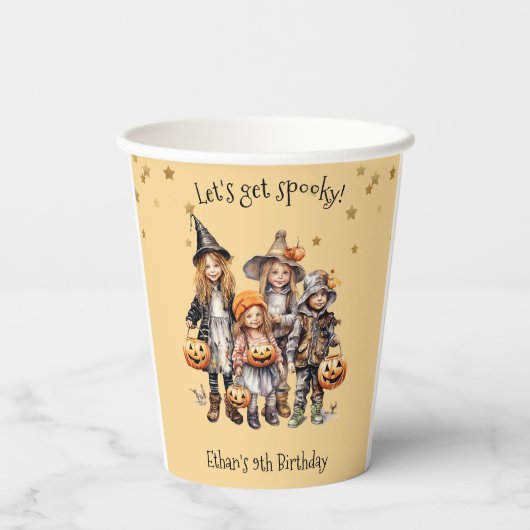Laten we griezelig worden! Kostuum kinderen verjaa Papieren Bekers (Achterkant)