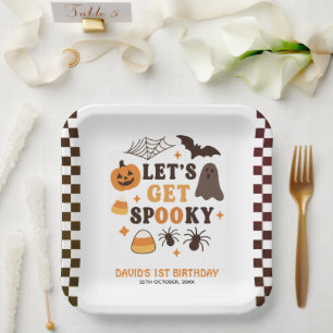 Laten we griezelige Halloween verjaardag krijgen Papieren Bordje