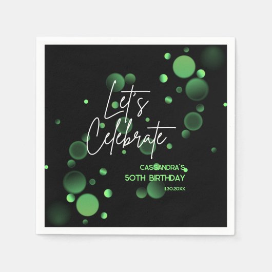 Laten we Groene Bokeh Gradient Verjaardag vieren Servet (Voorkant)