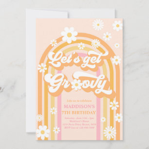 Laten we Groovy Boho Daisy Rainbow Birthday halen Kaart