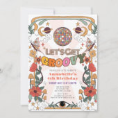 Laten we Groovy Psychedelic Retro Girl Verjaardag Kaart (Voorkant)