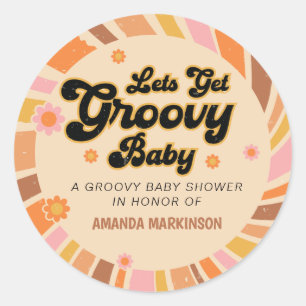 Laten we Groovy Retro Baby shower halen Ronde Sticker