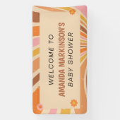 Laten we Groovy Retro Baby shower halen Spandoek (Verticaal)