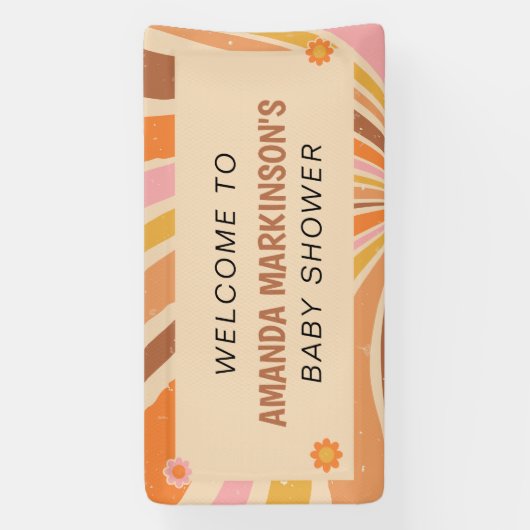 Laten we Groovy Retro Baby shower halen Spandoek (Verticaal)