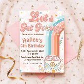 Laten we Groovy Retro Boho Daisy Rainbow Birthday  Kaart