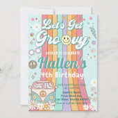 Laten we Groovy Retro Boho Daisy Rainbow Birthday  Kaart (Voorkant)
