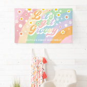 Laten we Groovy Retro Daisy verjaardagsfeestje nem Spandoek (Insitu)