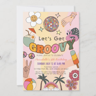 Laten we Groovy Retro Girl Birthday halen Kaart
