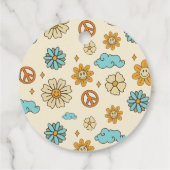 Laten we Groovy Retro Regenboog 1e Verjaardag hale Bedankjes Labels (Achterkant)