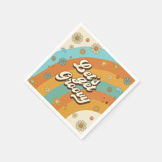 Laten we Groovy Retro Regenboog 1e Verjaardag hale Servet (Hoek)