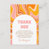 Laten we groovy roze retro meisje verjaardagsfeest bedankkaart (Voorkant)