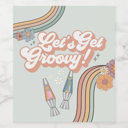 Laten we Groovy verjaardagsfeestje krijgen Wijn Etiket (Enkel label)