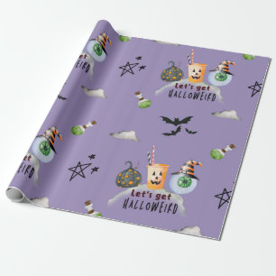 Laten we Hallo rare Funky Halloween Paarse krijgen Cadeaupapier