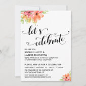 Laten we Hartjes Vieren Script Bloemen Ontvangst Kaart (Voorkant)