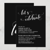 Laten we Hartjes Vieren Script Zwart Reception Kaart (Voorkant / Achterkant)