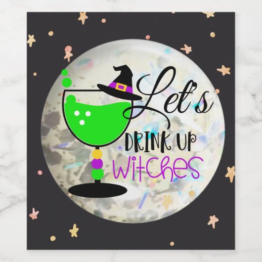 Laten we heksen Drinken Wijn Etiket (Enkel label)