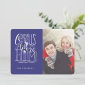 Laten we hem 5x7 aanbidden Kerstfoto Wenskaart Feestdagenkaart (Staand voorkant)