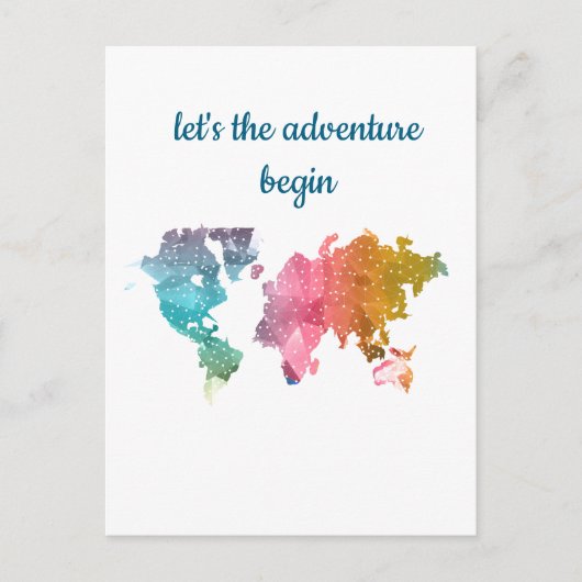 Laten we het avontuur beginnen met een kleurrijke briefkaart (Voorkant)